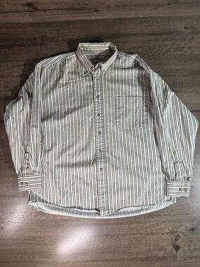Vintage Natural Issue 100% Cotton Mens Button Down Long Sleeve Shirt Size Large